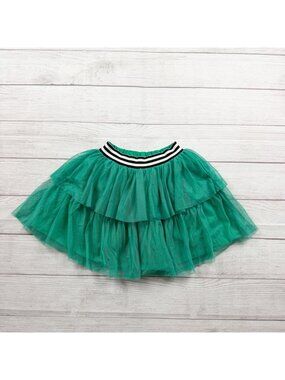 Tea Collection Girls Green Tiered Tulle Skirt Elastic Waist Lightweight 6